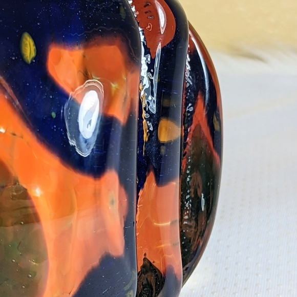 Hand Blown Splatter Art Glass Pitcher Large 10 in - Picture 8 of 12